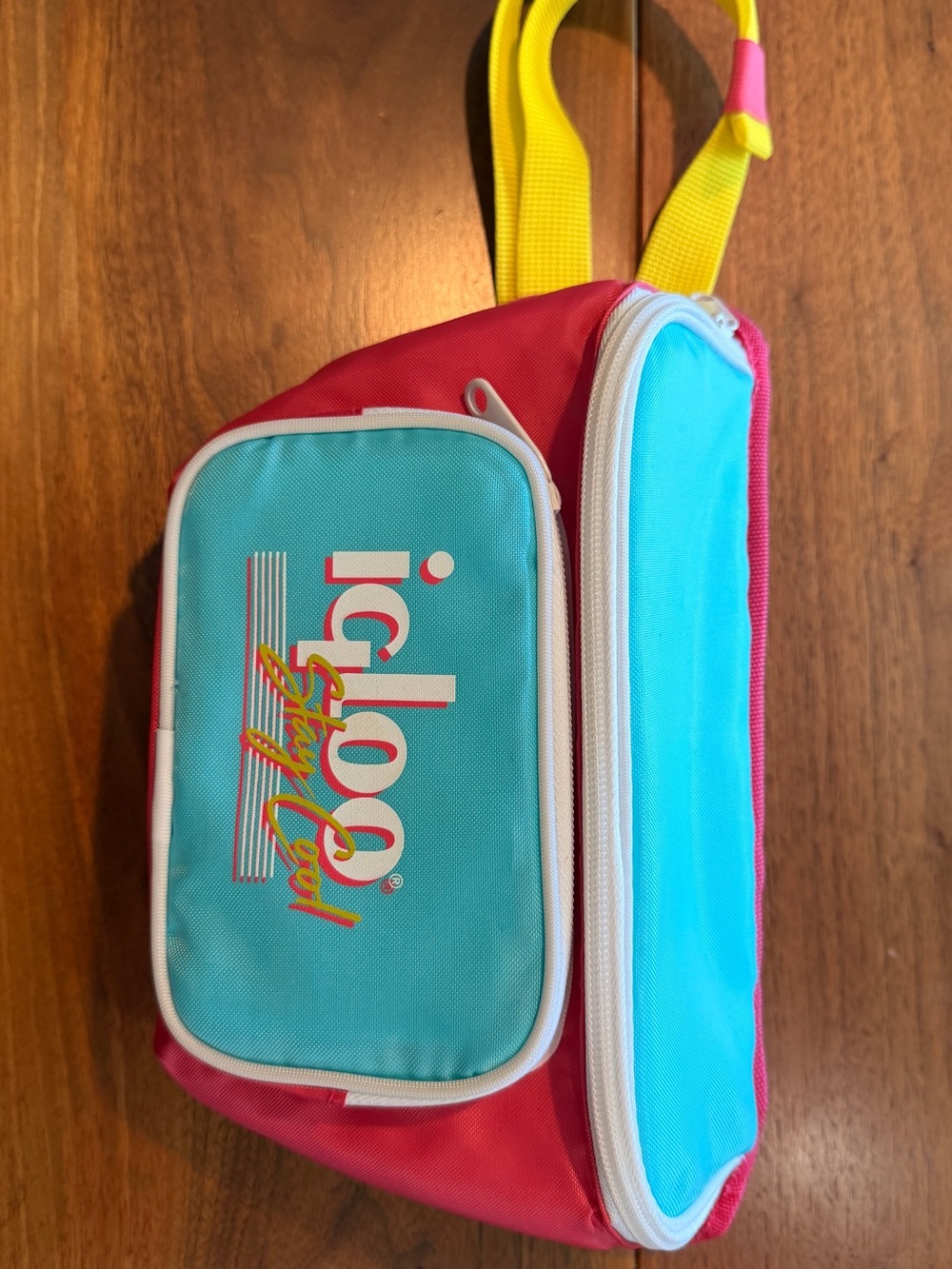Igloo INSULATED Pink & Turquoise Mini Crossbody Fanny with Yellow Strap
